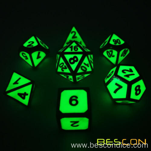 Super Glow in Dark Metal Polyhedral D&D Dice